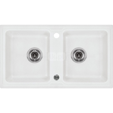 Deante Zorba Zlewozmywak 2-komorowy bez ociekacza - alabaster