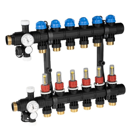 Rozdzielacz do ogrzewania podłogowego AFRISO ProCalida EF1 6-obieg. poliamid GZ 1'' x Euroconus 3/4''