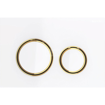 Przycisk uruchamiający Geberit Sigma21, przedni, szkło białe, pierścienie: mosiądz