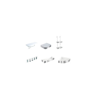 EMOTION stainless steel shower corner shelf, large, white