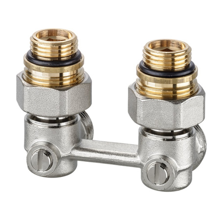 Vekotrim Rp1/2 - Zestaw przyłączeniowy do grzejników dolnozasilanych z wkładką zaworową z funkcją odcięcia, kątowy