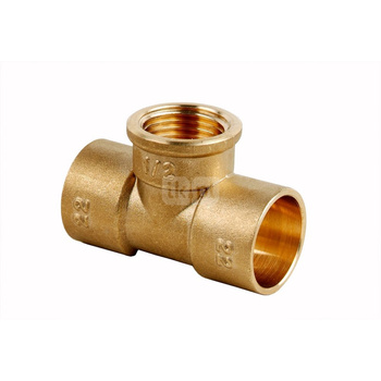 Trójnik FERRO mosiądz 22 x 1/2'' x 22 (mufa do lutowania x GW x mufa do lutowania)