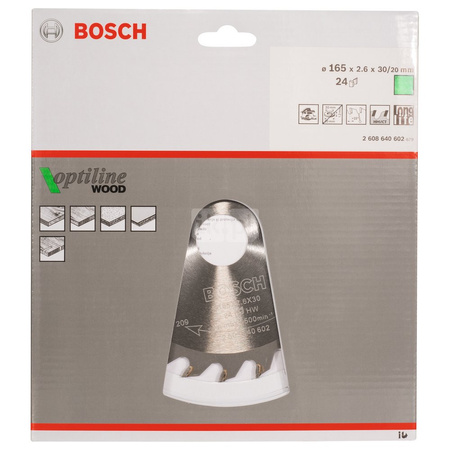 Tarcza pilarska Optiline Wood PIŁA TARCZ.-H OPTI 165X2.6X30/20Z24