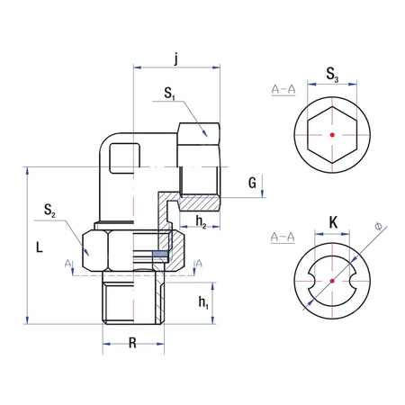 Śrubunek 90' RUMET mosiądz 1/2'' x 1/2'' (GW x GZ), z uszczelką