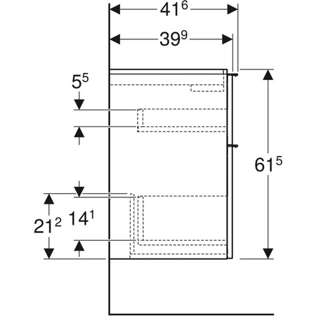 Szafka pod umywalkę iCon, z dwoma szufladami, krótka 59,2 cm x 61,5 cm x 41,6 cm biały / lakierowany matowy, biały / matowy