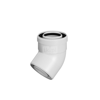 PP-PP kolano koncentryczne 45 st.DN60/100mm z uszczelką [EPDM]