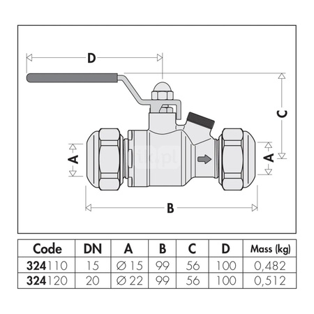 Zawór antyskażeniowy z wbudowanym zaworem odcinającym DN 15 (O 15) - EA typ