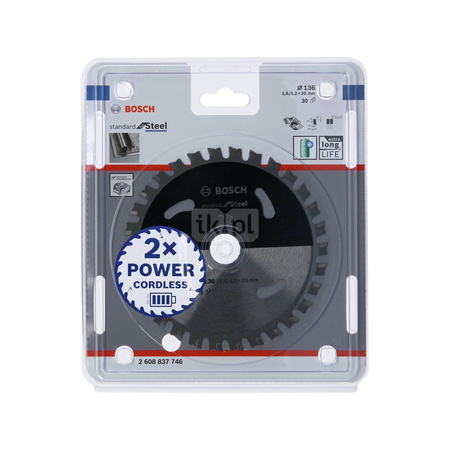 Ostrze do piły tarczowej bezprzewodowej Standard for Steel 136 x 1,6 / 1,1 x 20 T30