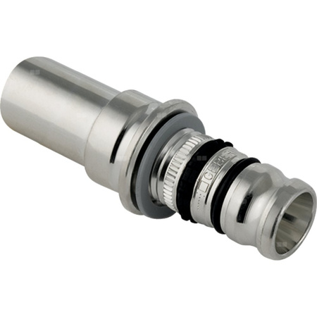 Złączka przejściowa GEBERIT Mepla, mosiądz (Cynowanie), 16 mm, DN 12 x 15 mm x DN 12 (końcówka wciskowa x końcówka wsuwana) z uszczelką