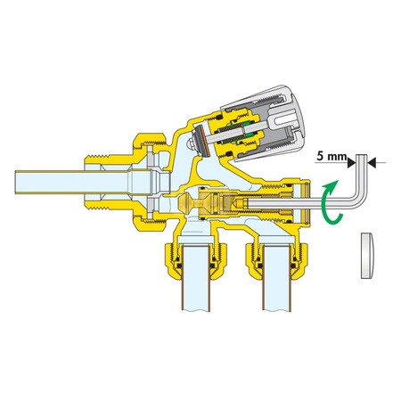 Zawór grzejnikowy przystosowany do montażu głowicy termostatycznej lub siłownika elektrotermicznego 1/2"