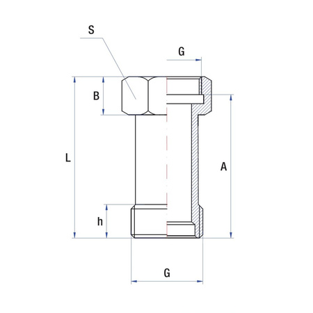 Przedłużka RUMET mosiądz 1'' x 1'' (GW x GZ), 60 mm
