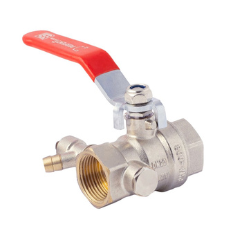 Zawór kulowy PERFEXIM PHA-008 mosiądz niklowany, PN30 1'' gw x gw z zaworem spustowym, uchwyt: dźwignia