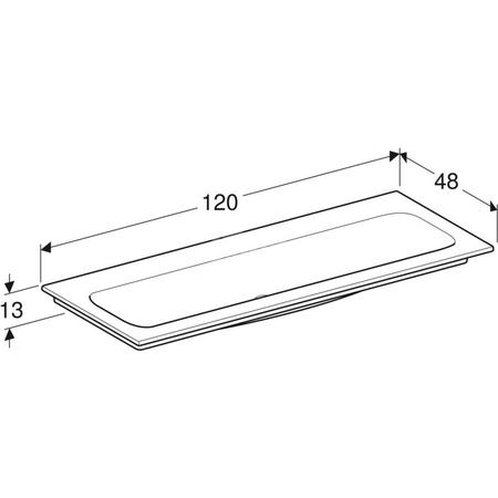 Umywalka GEBERIT iCon 2-stanowiskowa prostokątna, biała, 1200mm, bez otworu na baterię, nakładany od góry, bez odpływu przelewowego, półka od ściany