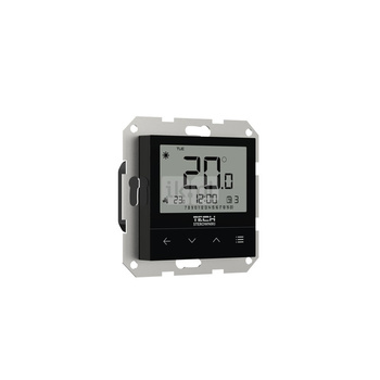 BEZPRZEWODOWY Regulator pokojowy DWUSTANOWY TYGODNIOWY DO SYSTEMÓW RAMKOWYCH czarny, model F-4z v2