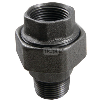 Dwuzłączka prosta nakrętno-wkrętna płaska U2 czarna 3/4"