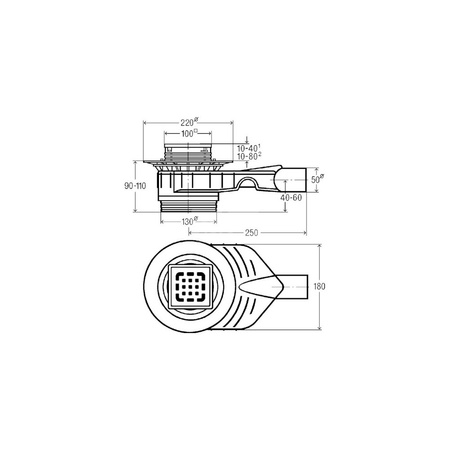 Advantix Top-odpływ łazienkowy nr wzoru 4914.10 DN: 50 H zab.: 90–110 odpływ poziomy