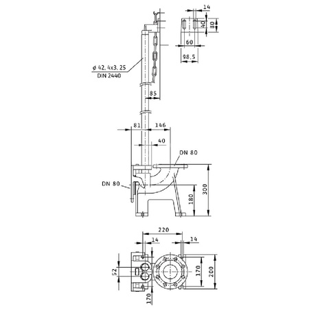 Stopa sprzęgająca żeliwo, przył. DN 80 dł.230mm szer.315mm WILO