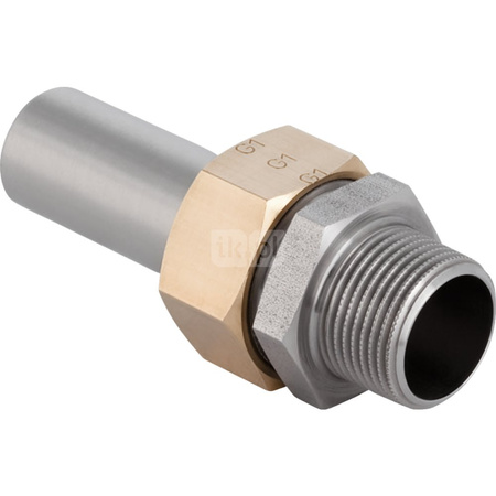 Śrubunek hydrauliczny GEBERIT Mapress Edelstahl przejściowy z końcówką wsuwaną stal nierdzewna gz 1/2'' 15 mm z pierścieniem zacinającym