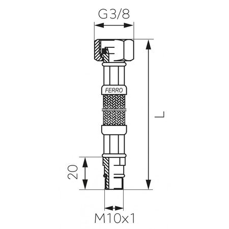 Wąż bateryjny w oplocie stalowym L-80 M10 x 3/8 krótki