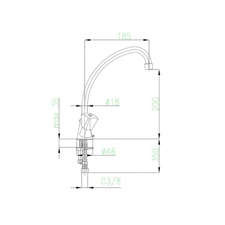 Bateria zlewozmywakowa stojąca KFA Armatura STANDARD, kolor chrom, mosiądz