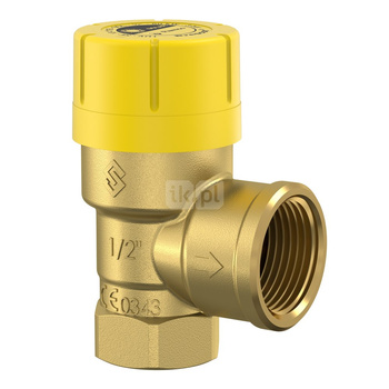 Zawór przelewowy kątowy (90') FLAMCO MEIBES Prescor Solar mosiądz PN 16, 6 bar GW cylindryczny bspt-rp 1/2'' x 3/4''