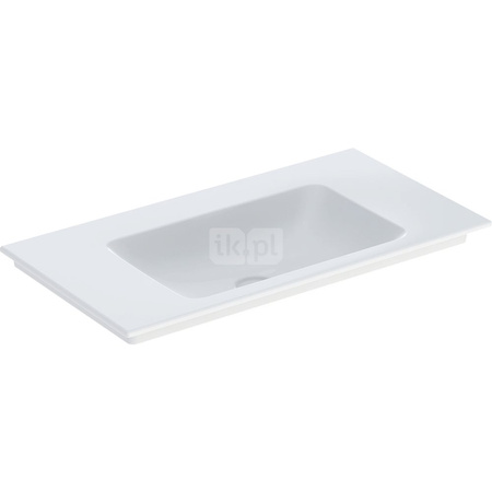 Umywalka GEBERIT ONE prostokątna, biała / KeraTect, 900mm, bez otworu na baterię, nakładany od góry, bez odpływu przelewowego, półki z obu stron