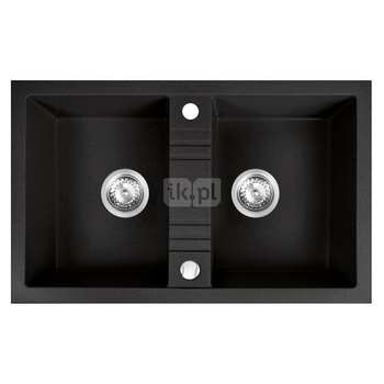 MEZZO II zlewozmywak granitowy 2-komorowy 48/78, grafit