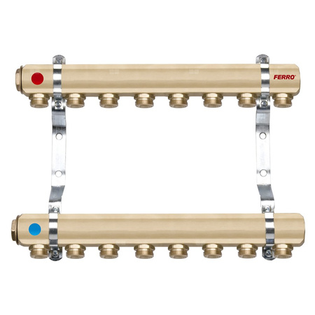 Rozdzielacz do ogrzewania podłogowego FERRO RPN11 11-obieg. mosiądz gw 1'' x gz 3/4''