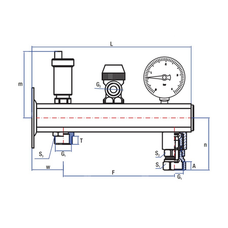 Grupa bezpieczeństwa RUMET c.o. G 3/4 x G 1/2 mosiądz
