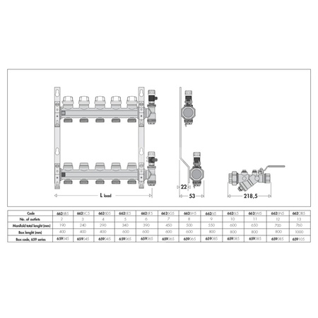 Zespół rozdzielaczy z zaworami odcinającymi i zaworami do regulacji natężenia przepływu O1" X 7 3/4"GZ