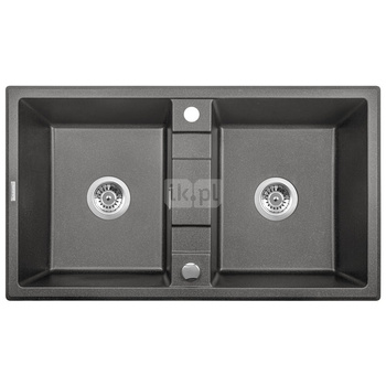 Deante Eridan Zlewozmywak 2-komorowy bez ociekacza - antracyt