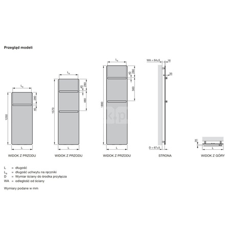 Grzejnik płytowy ZEHNDER Vitalo Bar wym. 1570 x 500 mm, kolor biały RAL9016, moc 676 W