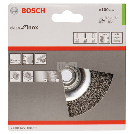 SZCZOTKA STOŻK FAL.100X0,35X- INOX M14