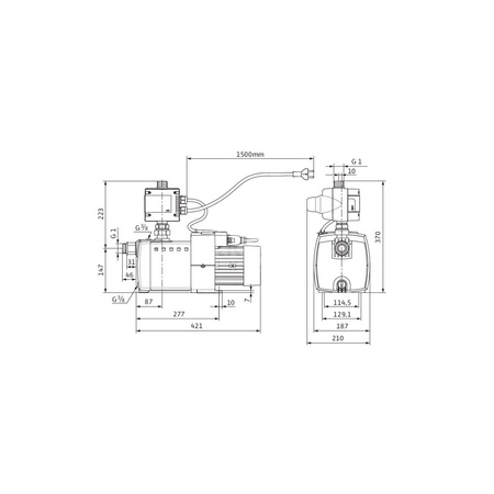 Pompa do zaopatrzenia w wodę Wilo-HiMulti 3C1-25, normalnie zasysająca, wielostopniowa z automatycznym systemem sterowania pompą. Wysokosprawna hydraulika, niskie zużycie prądu, zabezpieczenie przed suchobiegiem, cicha praca.