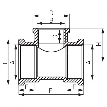Trójnik FERRO redukcja mosiądz 1'' x 3/4'' x 1'' GW, kolor żółty