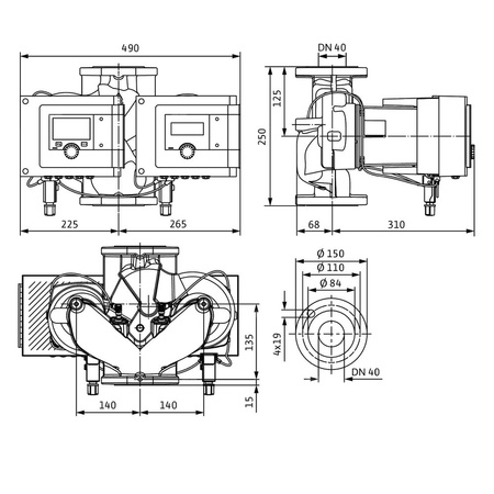 Pompa obiegowa WILO Stratos MAXO-D 40/0,5-16 PN16 1x230 V 50/60 Hz, PN 16/16bar