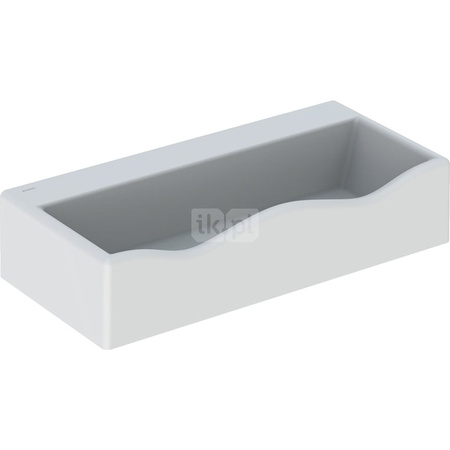 Umywalka GEBERIT Bambini 2-stanowiskowa prostokątna, biała, 900mm, bez otworu na baterię, ściana, bez odpływu przelewowego, półka od ściany