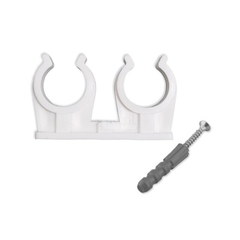 Uchwyt podwójny do rur ze śrubą i kołkiem 22 ( 1 op. 50 szt. )