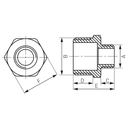 Nypel FERRO redukcja, mosiądz (żółty), 6/4'' x 5/4'' (GZ)