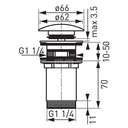 ROTONDO zawór spustowy do umywalek z przelewem, nikiel