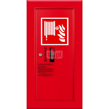 Hydrant DN52 wnękowy boczny ze zwijadłem, wąż 15m, zamek patent, RAL 3000 prawy