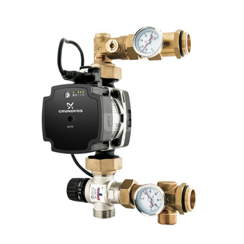 PHA-130/1 Zespół mieszający do ogrzewania podłogowego z pompą Grundfos i z-rem trójdrożnym termost.temp.20-43 st.C, kv 2,5 i uchwytem 555/1