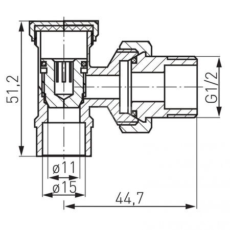Zawór grzejnikowy odcinający kątowy 1/2" do wlutowania