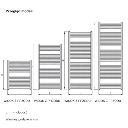 Grzejnik drabinkowy ZEHNDER Klaro, wym. 1706 x 600 mm, kolor czarny RAL9017, moc 966W