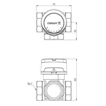 Zawór obrotowy trójdrogowy AFRISO ARV 384 ProClick, mieszający, DN 25