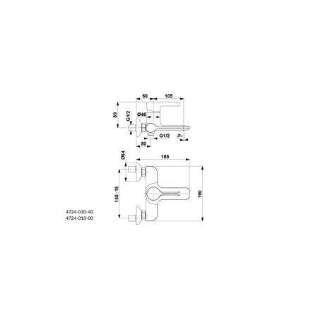 Bateria wannowa ścienna KFA Armatura ANGELIT, kolor chrom biała