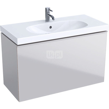 Dolna szafka pod umywalkę Acanto, B90, z 1 szufladą i 1 szufladą wewnętrzną, krótka, syfon oszczędzający przestrzeń, sand mat