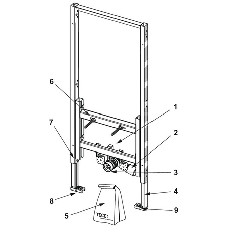 Stelaż podtynkowy do bidetu TECE profil, 1120 x 500 x 100 mm, regulacja wysokości