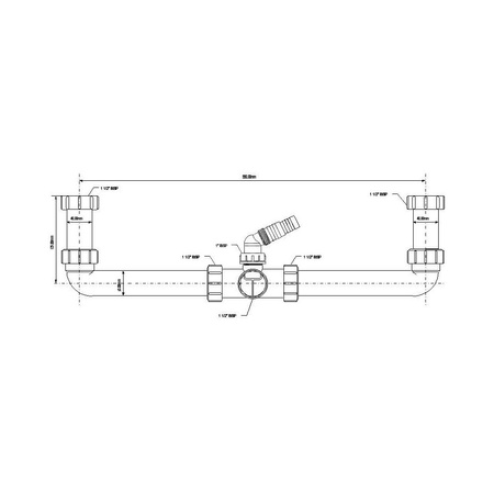 Przyłącze centralne 11/2"x40x11/2" do syfonu zlewozmywakowego z podłączeniem pralki lub zmywarki