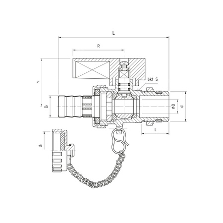 Zawór kulowy PERFEXIM 1809 mosiądz niklowany 3/4'' gz x przyłącze do węża, uchwyt: pokrętło